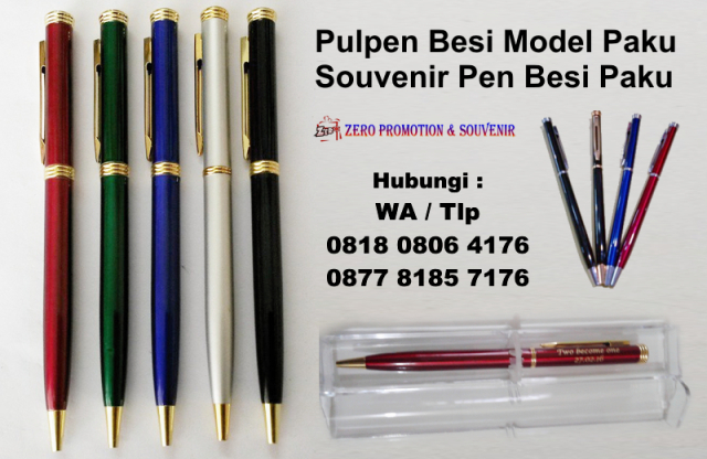 Jual Pulpen Besi Model Paku - Souvenir Pen Besi Paku