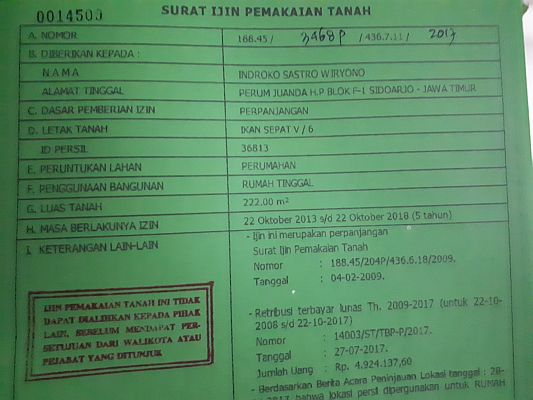 Jual RUMAH Ikan Sepat Perak Surabaya
